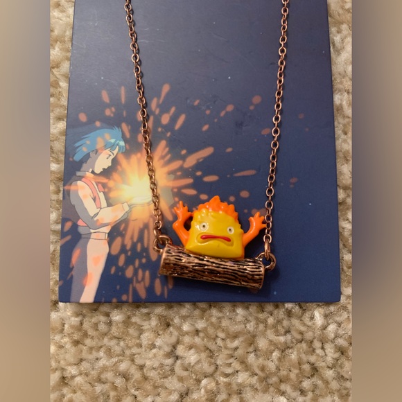 NWT Studio Ghibli Howl's Moving Castle Calcifer Log Necklace - Picture 2 of 3
